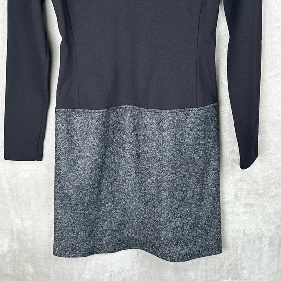 Theory Dress Womens 4 Black Gray Wool Blend Nalani Long Sleeve Stretch Retro - Picture 3 of 13
